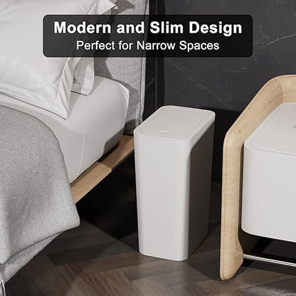 N. NETDOT 3 Pack 2.6 Gallon / 10L Bathroom Trash Can with Lid,Kitchen Garbage Can Small Trash Bin Waste Basket for Bathroom,Kitchen,Bedroom,Living Room,Office - Off White - Image 4