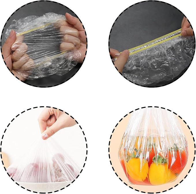 300 Pcs Plastic Bowl Covers Stretch Edging Disposable Food Covers Flexible Storage Packaging, Color - Image 3