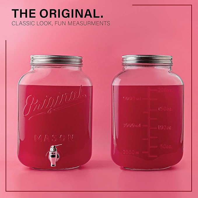 MosJos 2 GALLON Glass Drink Dispensers for Parties, 2 Pack Mason Jar Beverage Dispensers with Metal Stand, Glass Water Dispenser with Spigot, Laundry Detergent Dispenser - Image 6