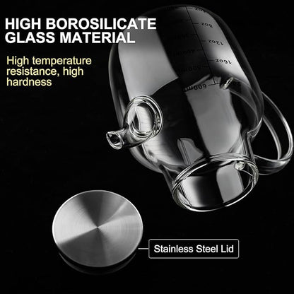 PARACITY Glass Oil Dispenser Bottle with Measurements, Oil Dispenser Bottle for Kitchen, 20.3 OZ Oil Container Kitchen for Olive/Vinegar/Cooking/Soy Sauce