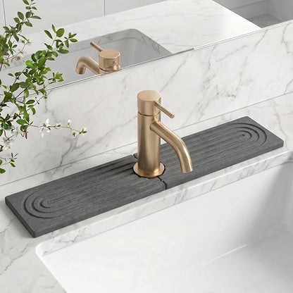 Stone Faucet Mat for Kitchen Sink-Diatomite Drying Stone Mat& Sink Protector,Quick Dry Water Absorbing Stone Tray ,Sink Splash Guard for Kitchen Counter & Bathroom Counter (Dark Grey, 23.6"X3.9") by Unknown