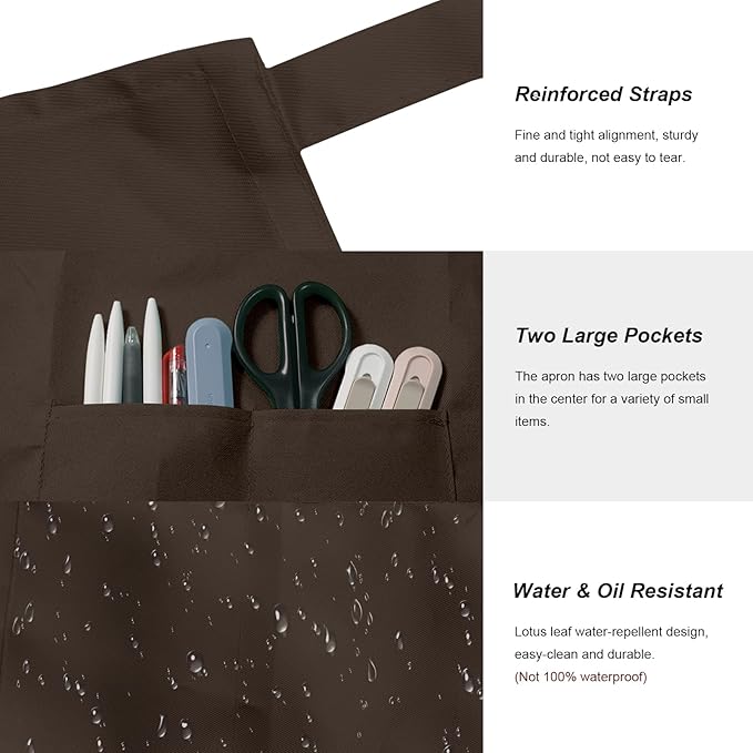 15 Pcs Adult Aprons Bulk with Pockets Adjustable Bib Chef Apron for Women Men Painting Cooking Crafting (S/L) - Image 2