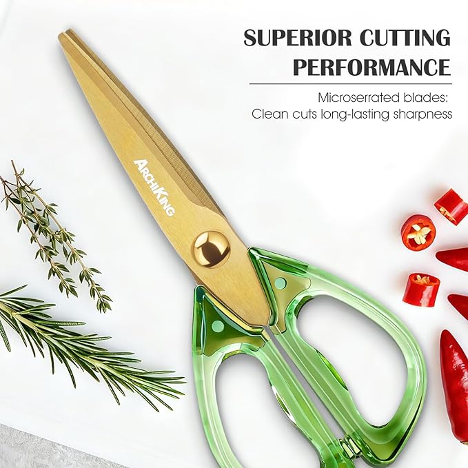 8.0inch Kitchen Shears, Sharp Stainless Steel Meat & Poultry Scissors, Transparent Blue Acrylic Handle, All Purpose Utility Cooking Scissors for Kitchen/BBQ/Home/Office - Image 6