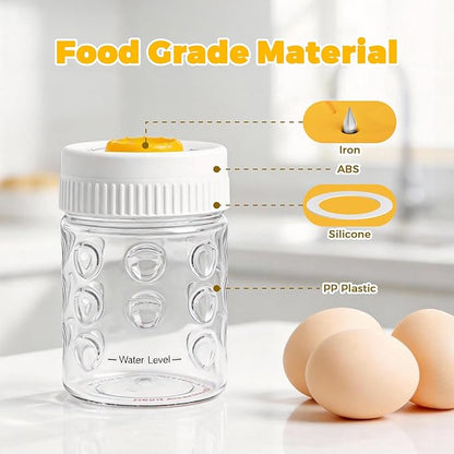 2 in 1 Egg Peeler with Piercer, Hard Boiled Egg Shell Remover Tool with Rotary Lock & Leak-Proof Design, Clear Egg Peeler for Meal Prep, Fitness, Camping & Deviled Eggs, Easy to Use & Clean (White)