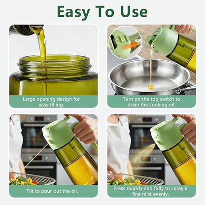 2-Pack Olive Oil Sprayer & Dispenser Bottle for Cooking, Air Fryer, BBQ, and Salad – 2-in-1 Oil Mister Kitchen Accessory
