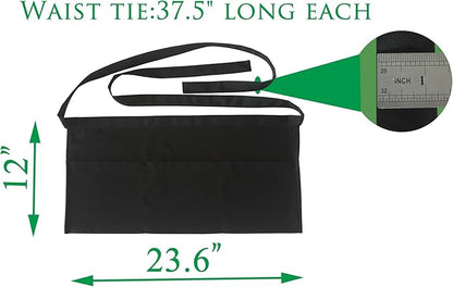 Resist water 3 big Pockets Waist Server Apron Kitchen Restaurant Unisex Half Aprons - Image 2