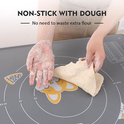 Ourokhome Silicone Baking Mat Sheet and Pastry Dough Cutter, 0.5 Inch Thick 28" X 20" BPA free Silicone Rolling Mat, Non-Stick and Anti-Slip, Dishwasher Safe (Gray) - Image 3