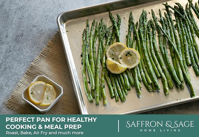 Commerical Quality Cookie Sheet Pan - 4 Pack Aluminum Half Sheet Baking Pan by Saffron & Sage Home Living - This 18x13 Baking Sheet Set is Rust & Warp Resistant, Heavy Duty, of Thick Gauge - Image 6
