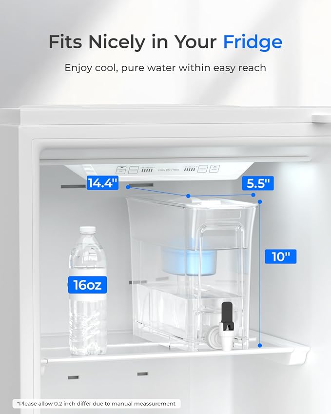 Waterdrop Slim Alkaline Water Filter Dispenser, 35-Cup, Large Capacity, 100-Gallon Long-Life, Faster Filtration, Reduces Chlorine, PFOA/PFOS and More, BPA Free, White (with 1 Filter) - Image 7