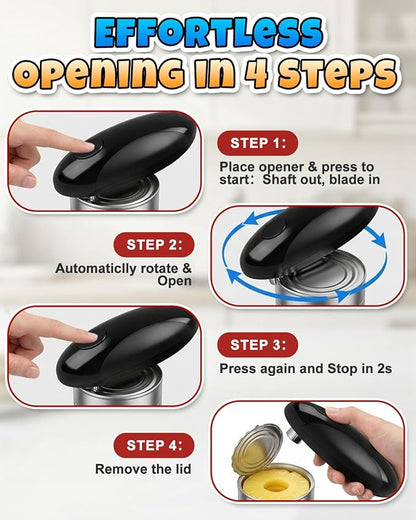 Electric Can Opener, One-Touch Hands Free Can Opener, Side-Cut Can Opener, Safety Smooth Edge, Rechargeable Cordless Can Opener Fits Most Cans, Great for Seniors & Arthritis - Image 3