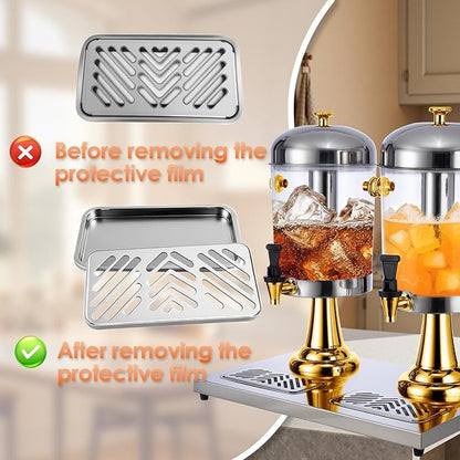 2 Gallon Beverage Dispenser with Stand,Juice Drink Dispensers with Ice Core for Parties, Weddings & Outdoor (GOLD)