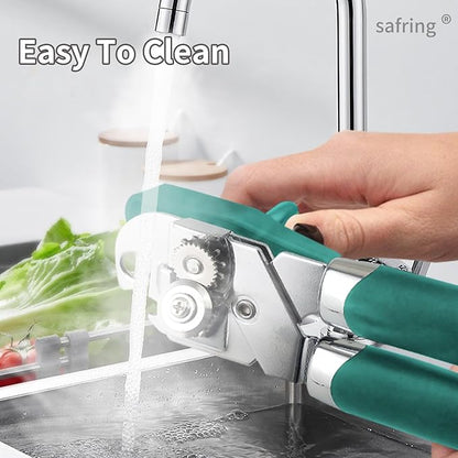 Safring Can Opener Manual, Handheld Strong Heavy Duty Stainless Steel Can Opener, Comfortable Handle, Sharp Blade Smooth Edge, Can Openers with Multifunctional Bottle Opener, Aqua Sky - Image 6
