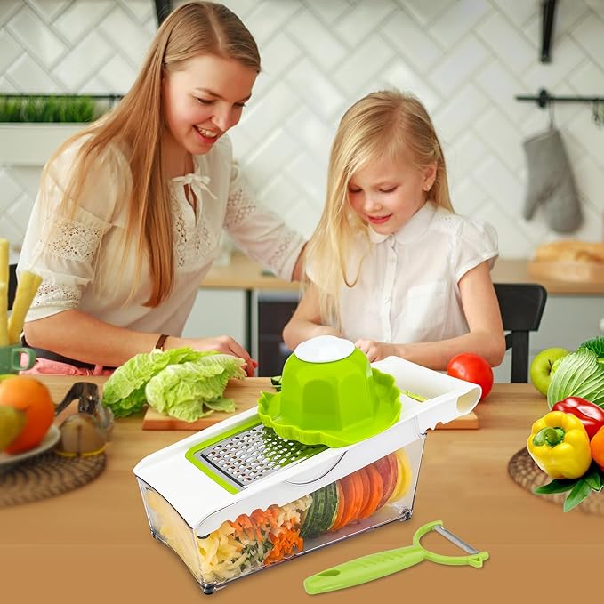 Graters For Kitchen, Cheese Grater with Container, Mandoline Slicer For Kitchen, Vegetable Grater, Carrot Shredder, Julienne Slicer and Peeler, Potato Slicer - Image 2
