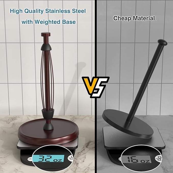 Oil Rubbed Bronze Paper Towel Holder Countertop, Bronze Kitchen Accessories Decor, Stainless Steel, Paper Towel Roll Holder Stand with Ratchet Mechanism for Kitchen Bathroom Farmhouse Essentials - Image 5