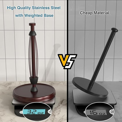 Oil Rubbed Bronze Paper Towel Holder Countertop, Bronze Kitchen Accessories Decor, Stainless Steel, Paper Towel Roll Holder Stand with Ratchet Mechanism for Kitchen Bathroom Farmhouse Essentials - Image 5