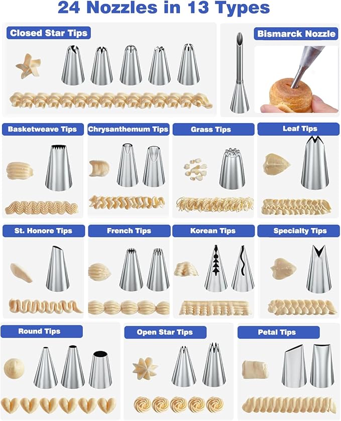 240PCS Cake Decorating Supplies Kits Cake Turntable, 100 Piping Bags 100 Disposable Cupcake Liners 24 Icing Piping Tips 3 Icing Scrapers 2 Spatulas Cake Leveler for Baking - Image 3