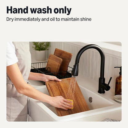 Amazon Basics Wooden Chopping Boards, 3-Piece Set, Acacia Wood, Pre-Oiled with Juice Groove - Image 4