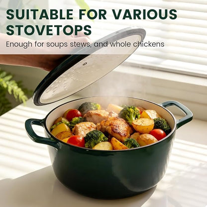 Enameled Cast Iron Dutch Oven - JINCHUFURI 5 Quart Cast Iron Dutch Oven Enameled Oven with Lid for Sourdough Bread Baking, Pre-Seasoned Pot Oven Safe - Image 5