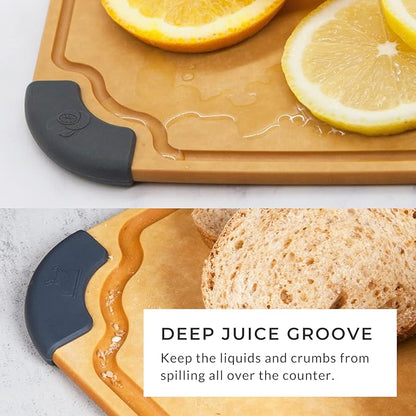 Elihome Essential Series Cutitng Board for Kitchen- Natural Wood Fiber Composite, Dishwasher Safe, Eco-Friendly, Juice Grooves, Non-slip Feet, Non-Porous, Reversible, BPA Free, Medium - 12" x 8"