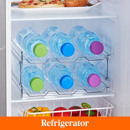 Lifewit 2 Tier Stackable Water Bottle Organizer for Cabinet, 3 Pack Plastic Bottle Holder Fits 6 Bottles/Tumblers up to 3.8" Diameter for Pantry/Countertop/Cupboard, 28 x 19 x 15 cm/11 x 7.5 x 5.7"