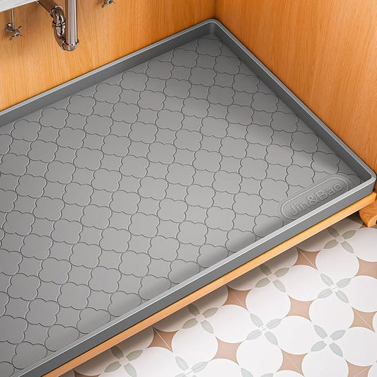 Jin&Bao Waterproof Under Sink Mat 22" x 19", Thick Silicone Mat Cabinet Protector for Kitchen and Bathroom, Shelf Liner, Home Organizer and Storage, Multipurpose Tray for Gadgets and Essentials by Jin%26Bao