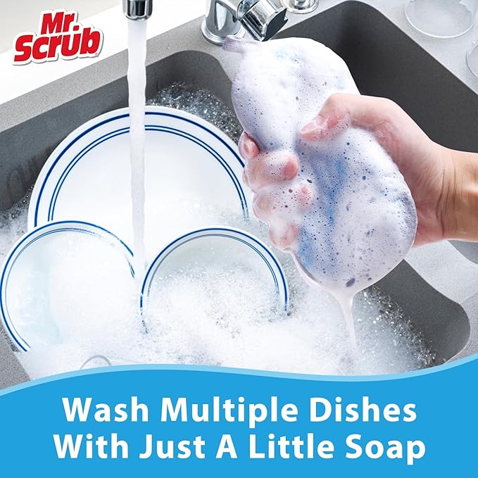 All-Purpose Sponges Kitchen, Non Scratch Dish Sponge for Washing Dishes Cleaning Kitchen, Rough Scrubbers Side for Non-Stick Cookware, Soft Microfiber Scrub Side for Dishes（6 Pack, Large） - Image 7