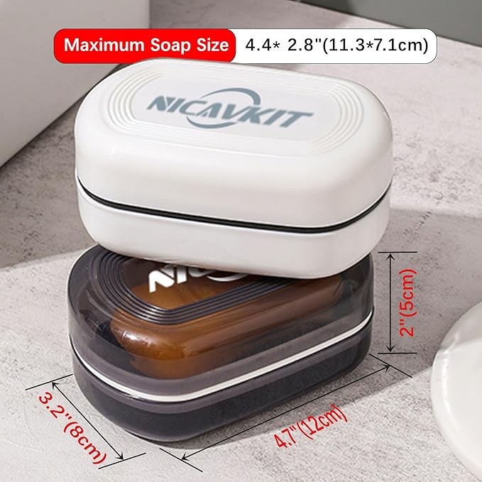 2Pack Travel Soap Container, Leakproof Travel Soap Box Bar Soap Dish Case with Silicone Band,Portable Soap Case with Lid for Bathroom, Camping, Gym, Travel