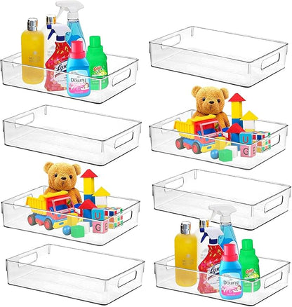 Clear Plastic Storage Bins, Home Bathroom Laundry Room Freezer Refrigerator Pantry Organizers and Storage Containers Fridge Organizer Bins Kitchen Organization Cabinet Medicine Bin for organizing - Image 8