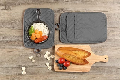 Oven Pot Holder with Pocket Cotton Heat Resistant Coaster Potholder Kitchen Hot Pad Oven Mitts for Cooking Square 7"x9"Set of 5 (Grey) - Image 8