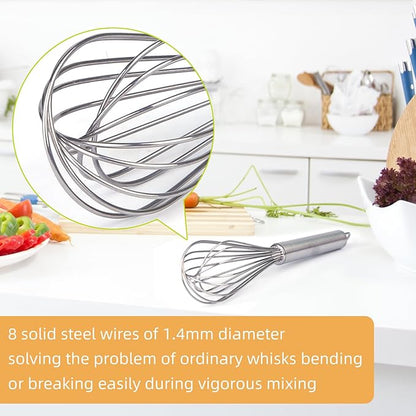 Stainless steel Small whisk for cooking, whisk is crafted with 8 thicker wire diameters, solving the problem that ordinary whisks tend to bend or break during vigorous mixing.(8 inches) - Image 4