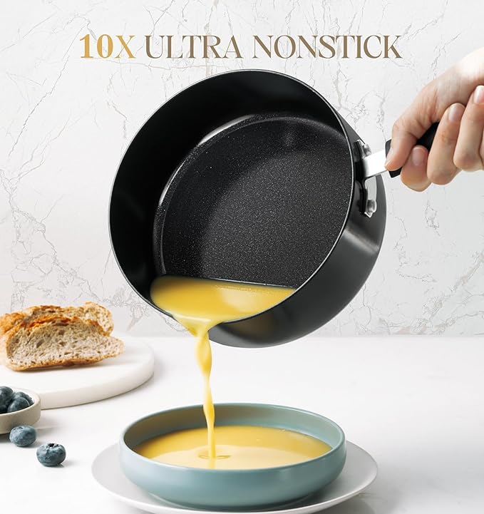 MICHELANGELO Nonstick Saucepan with Lid, Ceramic Sauce Pan Sets, Easy to Clean Sauce Pans, Multi-Purpose Cooking Pots, 1QT & 2QT & 3QT, Silver - Image 3
