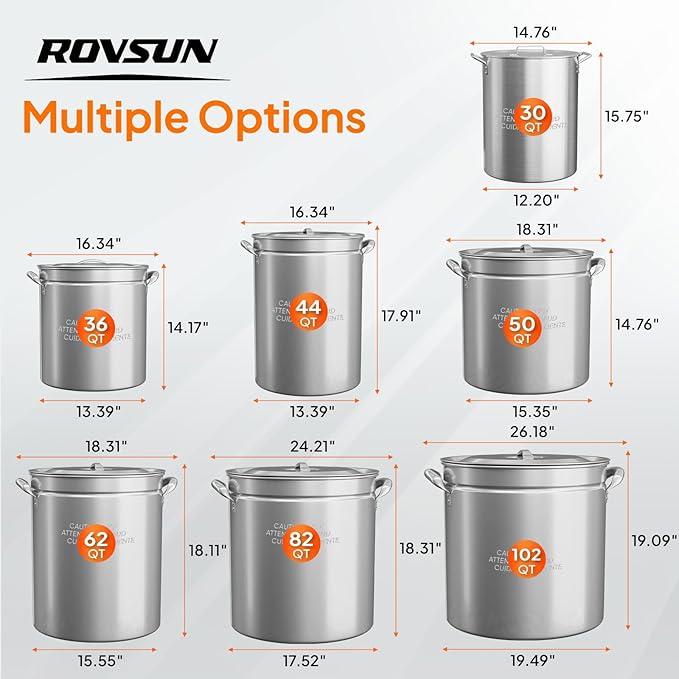 ROVSUN 36QT Stainless Steel Seafood Boil Pot with Strainer Basket, Lid & Hook, Versatile Stock Pot for Crab, Lobster, Shrimp Boiling, Heavy-Duty Turkey Fryer for Outdoor Cooking & Gatherings - Image 6