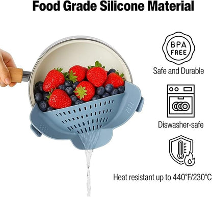 Silicone Pot Strainer, Emptycolor Adjustable Clip On Strainer for Pots Pans, Heat Resistant Pot Drainer, Kitchen Pasta Colander for Vegetables and Noodles (Blue) - Image 3