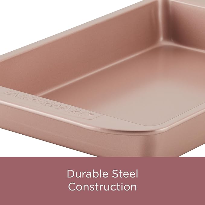 Farberware Nonstick Bakeware 10-Inch x 15-Inch Cookie Pan, Metal Baking Pan, Rose Gold