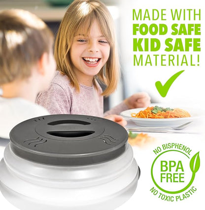 HOVER COVER Magnetic Microwave Splatter Cover with High Power, Strongest Magnetic Grip, Collapsible 12-Inch BPA-Free Food Lid, Vented Plate Guard, Dishwasher Safe, Space-Saving Storage - Black - Image 8