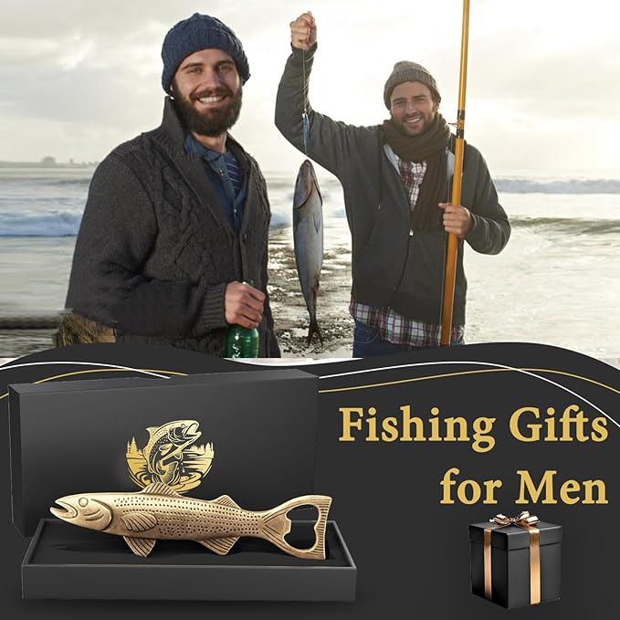 Unique Fishing Gifts for Men, Vintage Beer Bottle Opener Fathers Day Birthday Christmas Valentine Gift for Him Dad Husband Grandpa Boyfriend