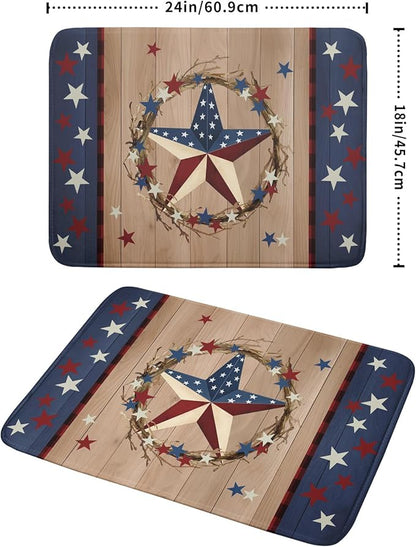 4th of July Dish Drying Mat for Kitchen Counter Patriotic Farmhouse Rustic Microfiber Absorbent Dish Draining Reusable Washable Foldable Extra Large 18"x24" - Image 2