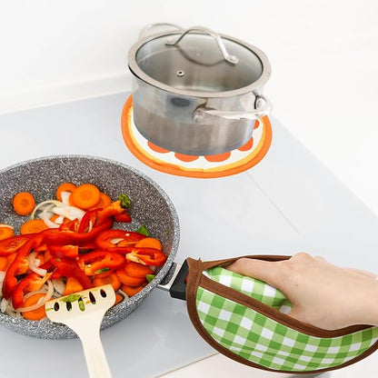FYSUIMU 4 Pack Fruit Pot Holder Heat Resistant Orange Lemon Kiwi Watermelon Kitchen Hot Pad Pan Potholder Oven Mitt Trivet Mat for Countertop Table Baking Cooking, 7.8 in