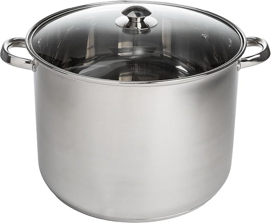 Ecolution Stainless Steel Stock Pot, Encapsulated Induction Ready Cooking Pot with Glass Lid, Oven Safe, Dishwasher Safe Soup Pot, 20-Quart by Ecolution