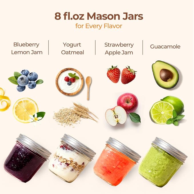 ComSaf 8 oz Wide Mouth Mason Jars, 12Pcs Glass Jars for Home Cooks Making Jam and Jelly, and Crafters Creating DIY Candles and Party Favors, Canning Jar with Lids and Rings，Includes Labels & Twine - Image 5