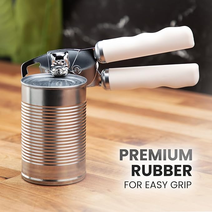 Zulay Kitchen Heavy Duty Stainless Steel Can Opener Manual with Bottle Opener - Rust Proof Manual Can Opener With Turn Knob & Comfy Soft Grip Handles - Cream - Image 8
