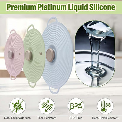 Silicone Lids for Bowl 3 Pack, Microwave Splatter Cover with 3 Sizes Reusable Heat Resistant Lids Fits Bowls, Plates, Pots, Pans, Skillets, Stove Top, Oven, Fridge Dishwasher Safe - Image 3