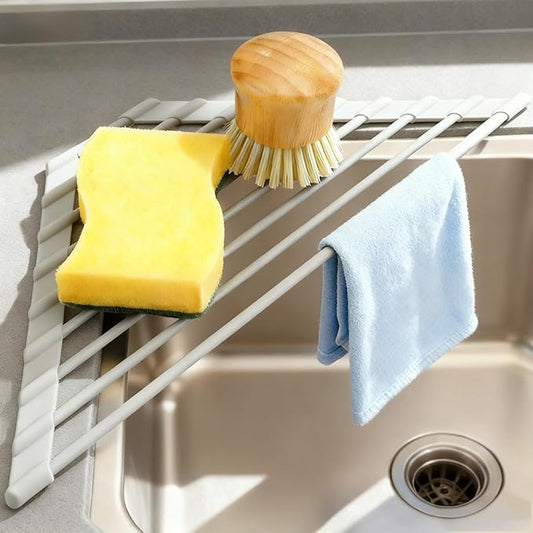 MERRYBOX Triangle Roll Up Dish Drying Rack Over The Sink, 2025 Anti-Rust Sink Drying Rack with Full Silicone Wrapped for Top of Corner, Anti-Slip Organizer for Kitchen by MERRYBOX
