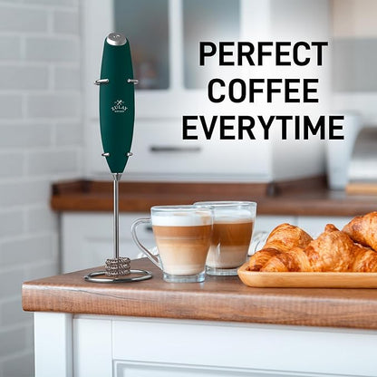 Zulay Kitchen Patented Tornado Triple Whisk Milk Frother with 4 Duracell Batteries – Handheld Foam Maker for Coffee, Lattes, Matcha & Hot Chocolate – Rich, Creamy Froth in Seconds - Dark Green - Image 8