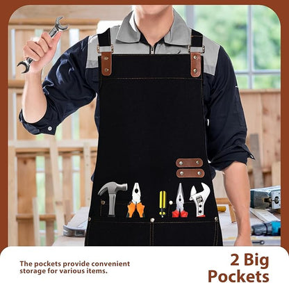 Apron for Men Women, Chef Apron with Adjustable Neck Strap, Heavy Duty Apron with Pockets, for Cooking, Gardening - Image 4