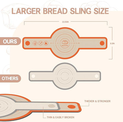 Silicone Bread Sling for Dutch Oven, 2 PCS Non-Stick & Easy Clean Reusable Silicone Baking Mat with Long Handles, Easy to Transfer Sourdough Bread Oval and Round - Image 6