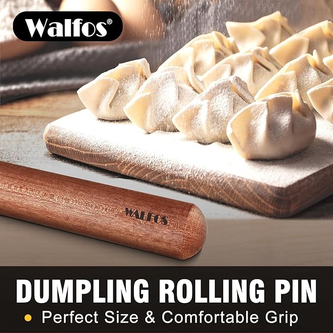 Walfos French Rolling Pin Set - Natural Wooden Rolling Pins (8inch, 15.7inch), Baking Dough Roller for Pizza, Pie, Pasta, Bread, Pastry, No Coating - Image 6