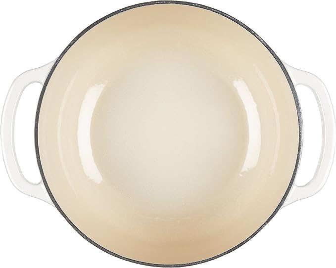 Lodge 4.5 Quart Enameled Cast Iron Dutch Oven with Lid – Dual Handles – Oven Safe up to 500° F or on Stovetop - Use to Marinate, Cook, Bake, Refrigerate and Serve – Oyster White - Image 3
