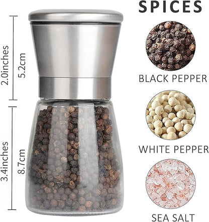Gulex Pepper Grinder Pepper Mill, Salt Grinder Refillable,(Single Package) Adjustable, Stainless Steel Sea Salt Shaker with Ceramic Rotor (1 pack) - Image 2
