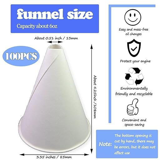 100 Pcs Paper funnels for Motor Oil 6oz Disposable Engine Oil Funnels Paper Funnel for Dispensers Kitchen Filling Bottle Disposable Funnel Paper Funnels Paper Oil Funnels - Image 3